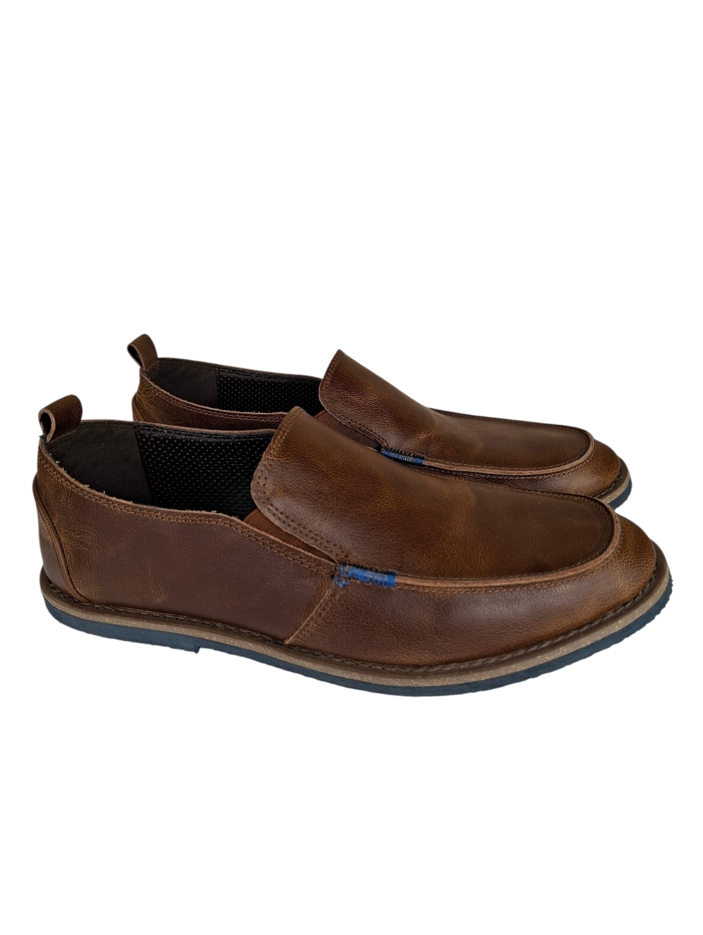 Logan Hill Harmon Brown Leather Loafers Men's Slip On Shoes Size 8M